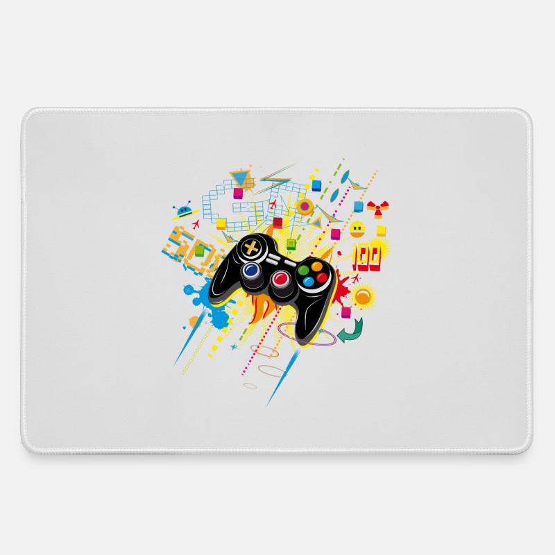 Gamepad Video Games - Large Gaming Mouse Mat - grey