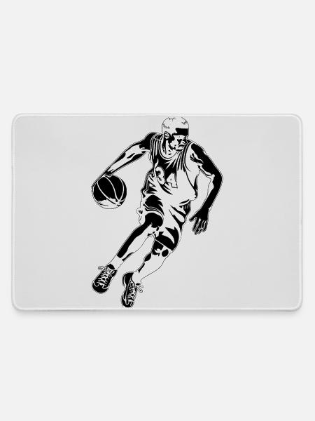 Basketballer Zeichnung - Mousepad groß für Gamer - Grau