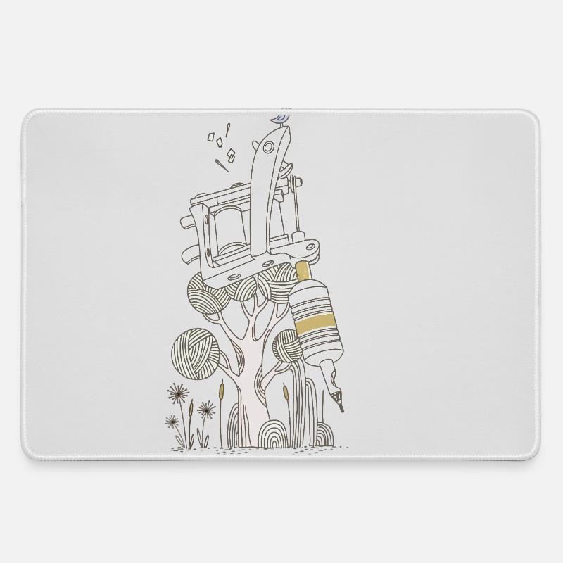 Tattoo Machine - Large Gaming Mouse Mat - grey