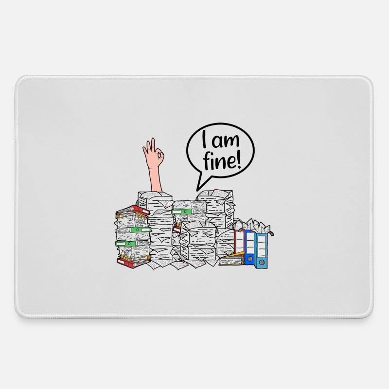 I am fine! - Large Gaming Mouse Mat - grey
