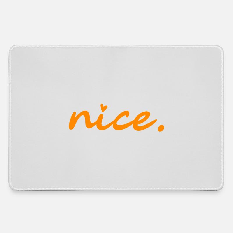 Nice. (orange without shadow) - Large Gaming Mouse Mat - grey