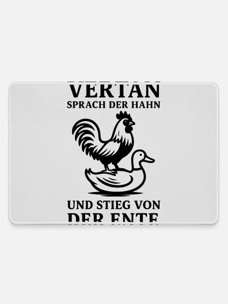 vertan sprach der hahn - Mousepad groß für Gamer - Grau