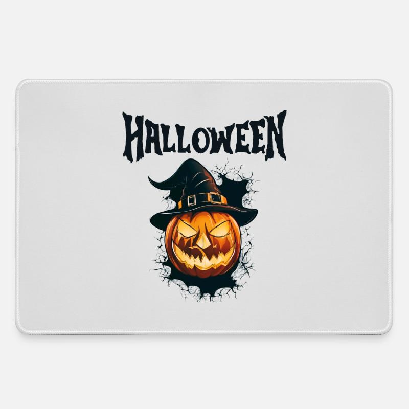 halloween, pumpkin, witchcraft, scare - Large Gaming Mouse Mat - grey