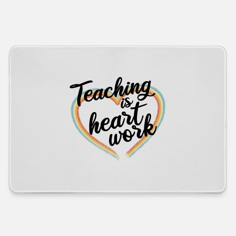 Teaching is heart work - Large Gaming Mouse Mat - grey