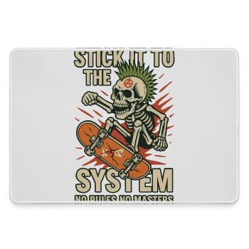 Skeleton Skateboard Against the System - Large Gaming Mouse Mat - grey - Front