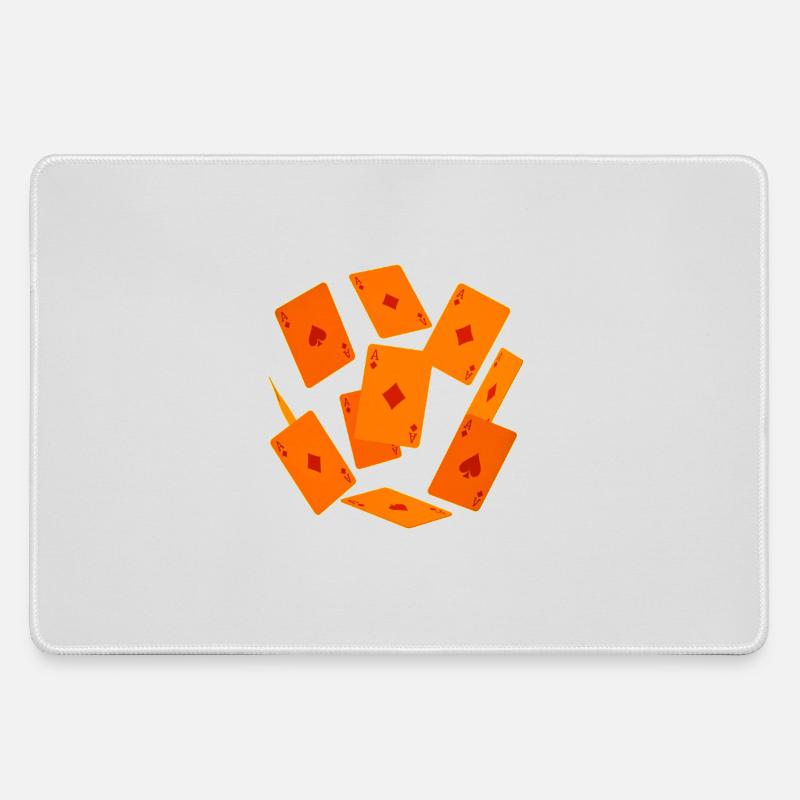 Orange Aces Playing Cards - Large Gaming Mouse Mat - grey