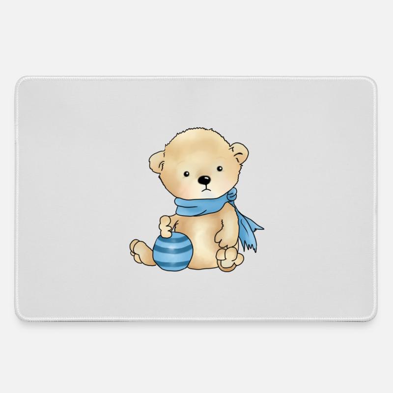 Bear with ball - Large Gaming Mouse Mat - grey