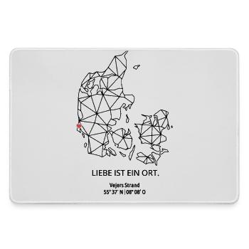 Dänemark Umriss - Vejers Strand - mit Koordinaten - Mousepad groß für Gamer - Grau - Vorne