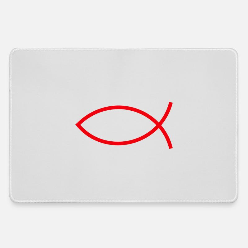Jesus fish Ichthys fish fish - Large Gaming Mouse Mat - grey