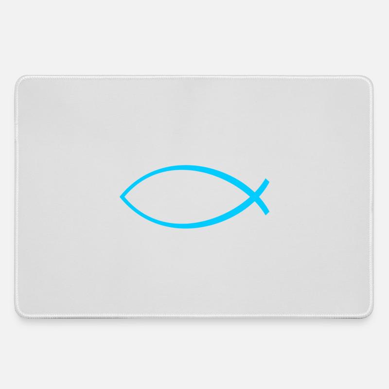 Ichtus fish light blue - Large Gaming Mouse Mat - grey