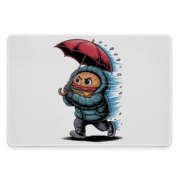  Lustiger Burger Im Regen Mit Regenschirm Und - Mousepad groß für Gamer - Grau - Vorne