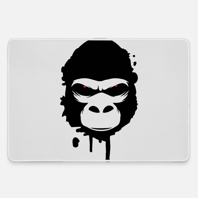 Ein Gorilla Kopf Graffiti - Mousepad groß für Gamer - Grau