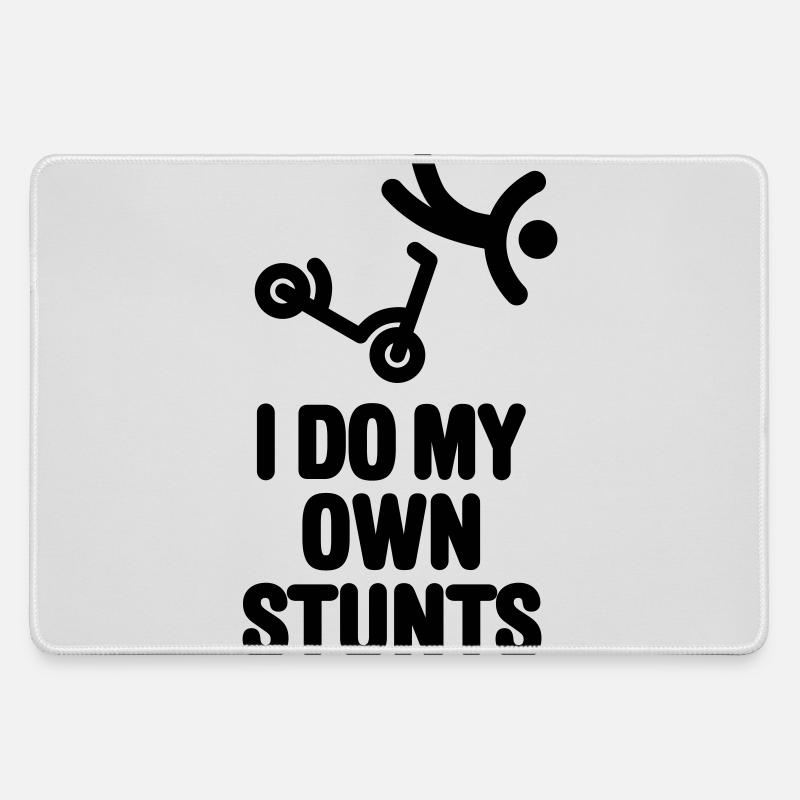 I do my own stunts stunt scooter scootering tricks - Large Gaming Mouse Mat - grey