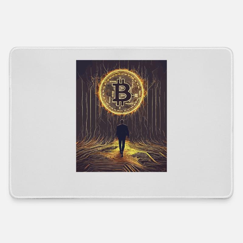 Digital Bitcoin Forest Scene - Large Gaming Mouse Mat - grey