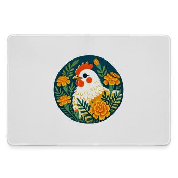 Sonnenhühner zwischen kräftigen Blumen - Mousepad groß für Gamer - Grau - Vorne