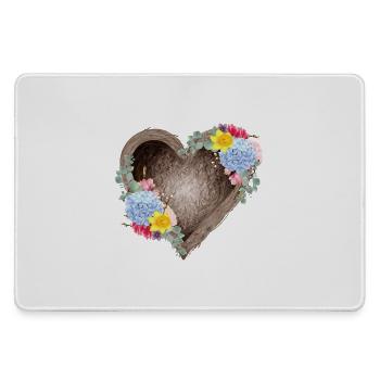 Herzförmiges Vogelnest mit Frühlingsblüten - Mousepad groß für Gamer - Grau - Vorne