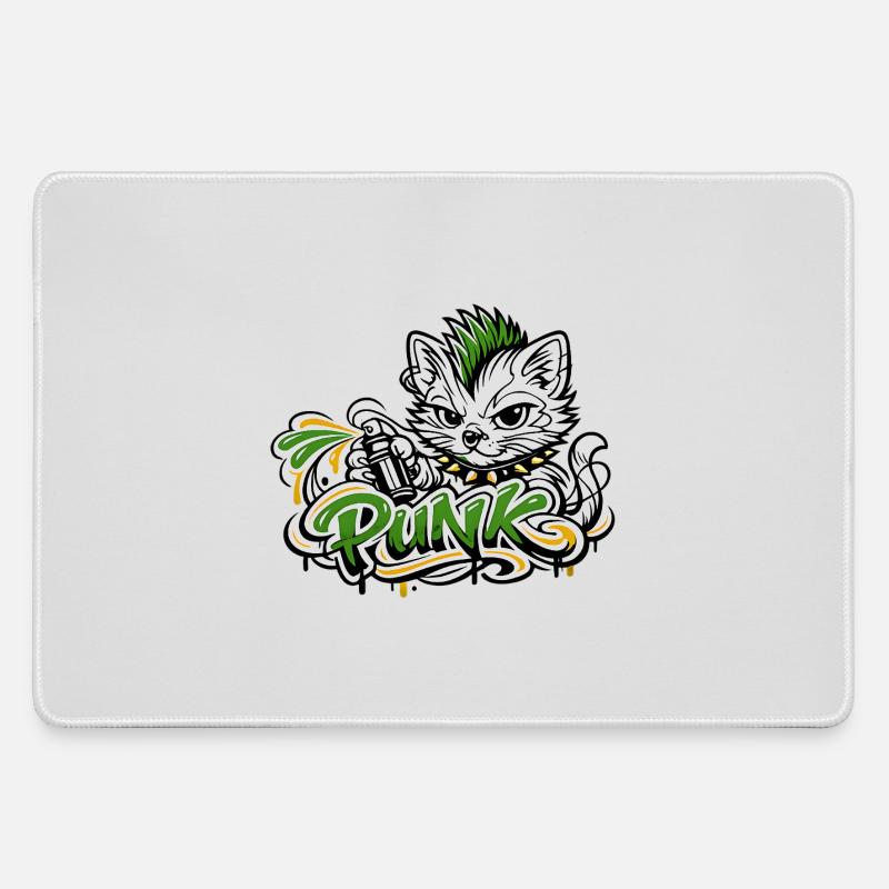 Punkkatz Graffiti Mohawk - Large Gaming Mouse Mat - grey