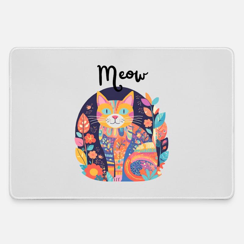 Colorful Cat Patchwork Anthology - Large Gaming Mouse Mat - grey