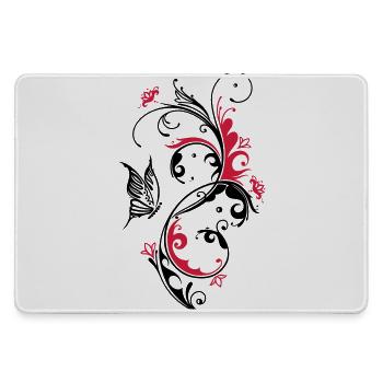 Flowers with butterfly, floral - Large Gaming Mouse Mat - grey - Front