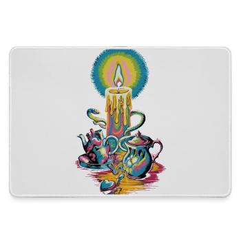 Faith Light Candle Retro Spirit Design - Large Gaming Mouse Mat - grey - Front