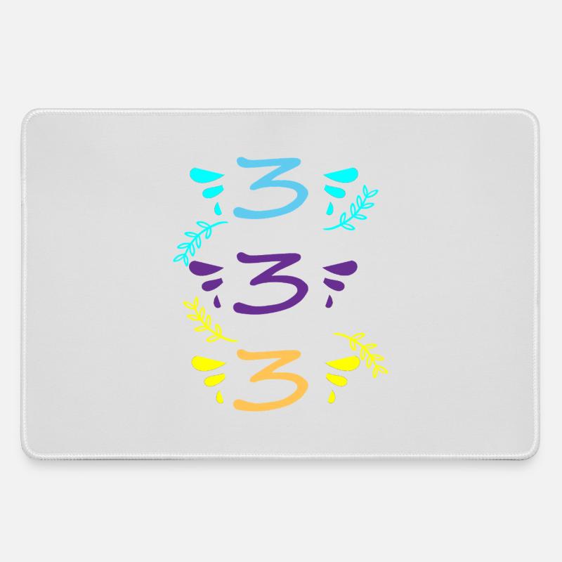 three or Three hundred and thirty-three - Large Gaming Mouse Mat - grey