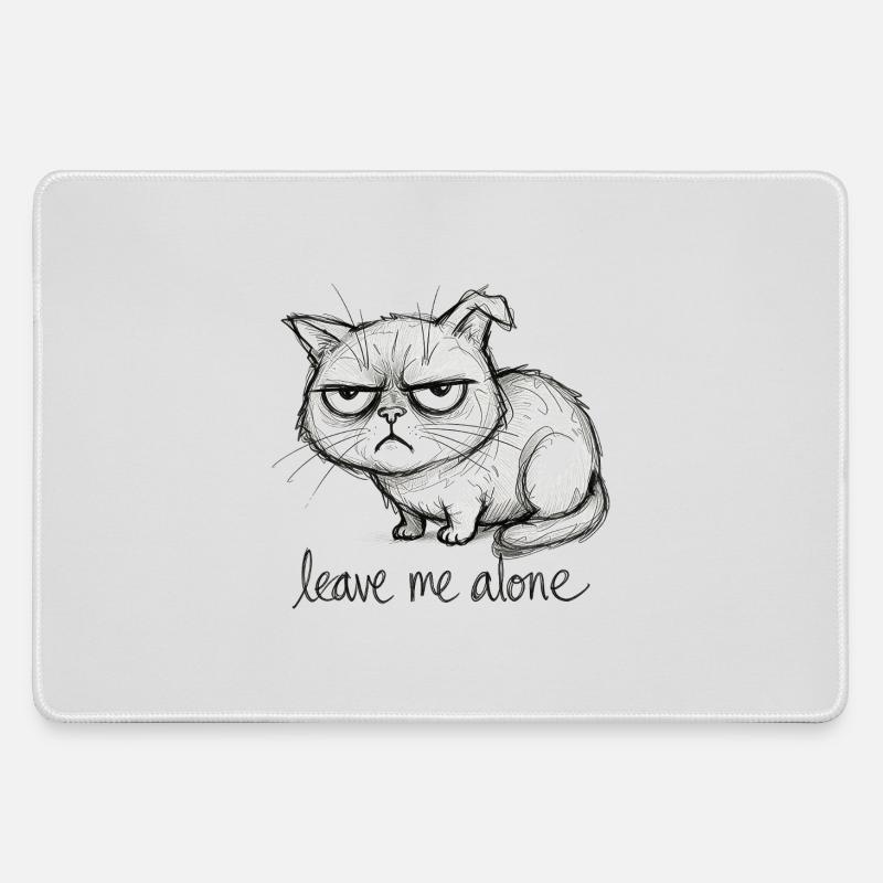 Doodle Cat - Large Gaming Mouse Mat - grey