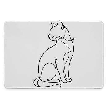 Einzeilige sitzende Katzensilhouette - Mousepad groß für Gamer - Grau - Vorne
