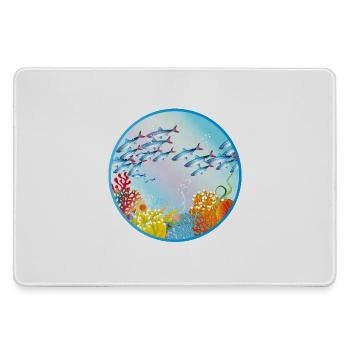 Schwarm bunter Fische im Korallenriff - Mousepad groß für Gamer - Grau - Vorne