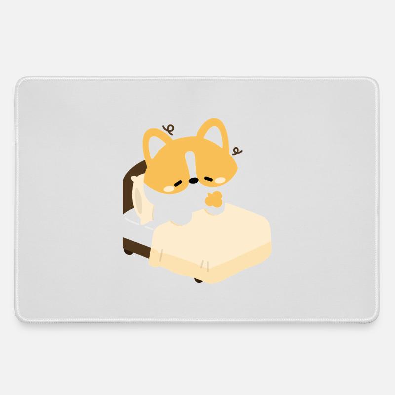 Tired Corgi on Bed - Large Gaming Mouse Mat - grey
