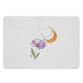 Blume mit Mond Line Art Illustration  - Mousepad groß für Gamer - Grau - Vorne
