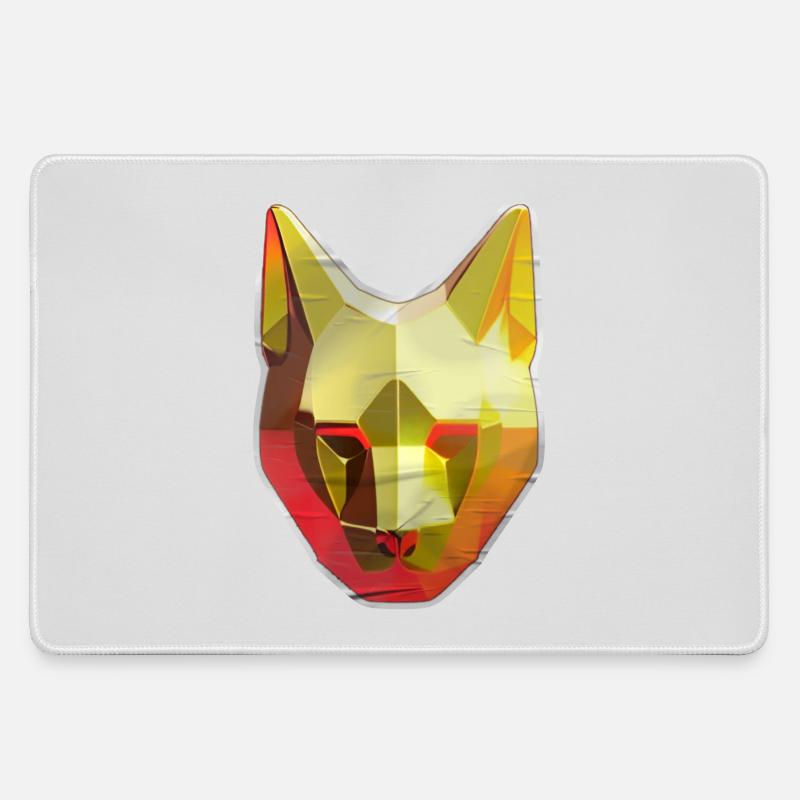 Cat Polygon in Gold - Large Gaming Mouse Mat - grey