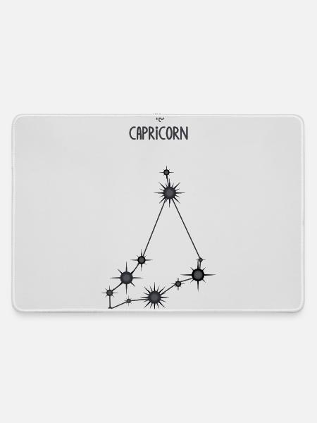 Steinbock Sternzeichen Sternbild Schwarz & Grau - Mousepad groß für Gamer - Grau