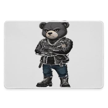 Rocker Bear Leather Jacket Biker - Large Gaming Mouse Mat - grey - Front