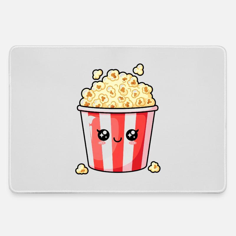 Kawaii Popcorn Bucket - Large Gaming Mouse Mat - grey