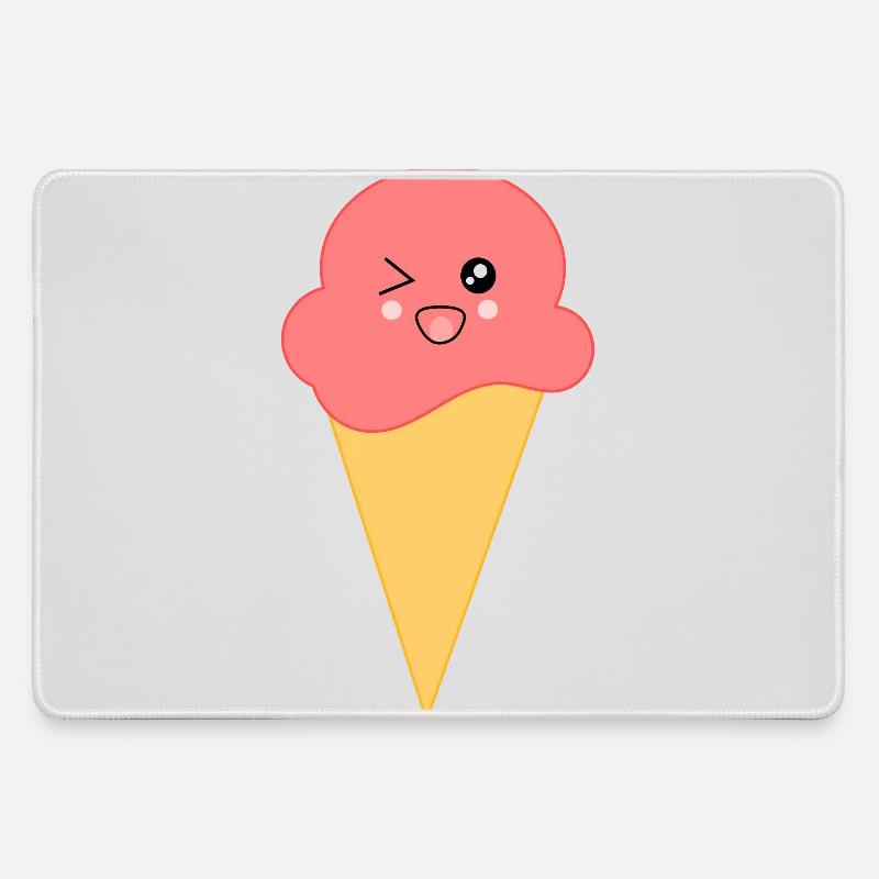Eis Eiscreme Erdbeereis - Mousepad groß für Gamer - Grau