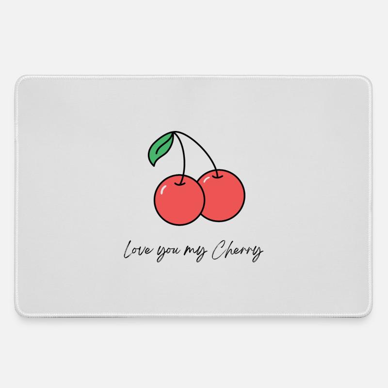 Double cherry with declaration of love - Large Gaming Mouse Mat - grey
