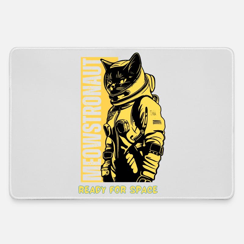 Space Ready Astronaut Cat - Large Gaming Mouse Mat - grey