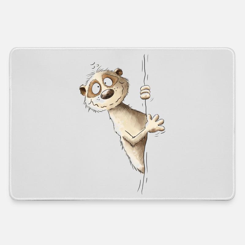 Droll Meerkat I Wild Animals - Large Gaming Mouse Mat - grey