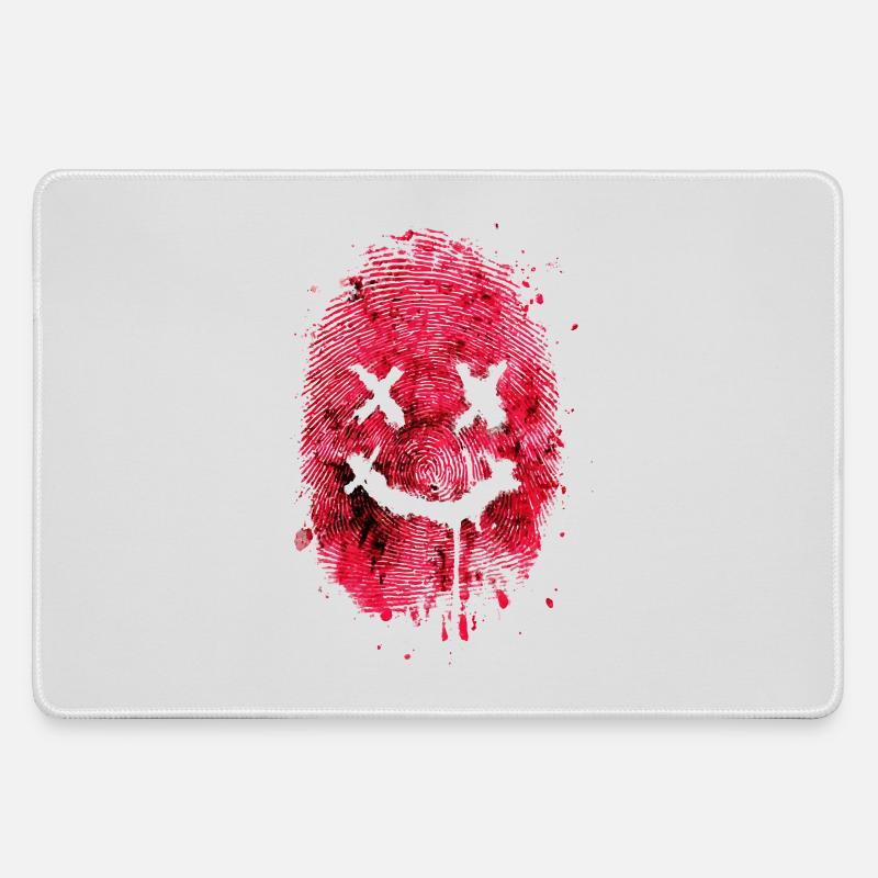 Fingerprint with a friendly message - Large Gaming Mouse Mat - grey