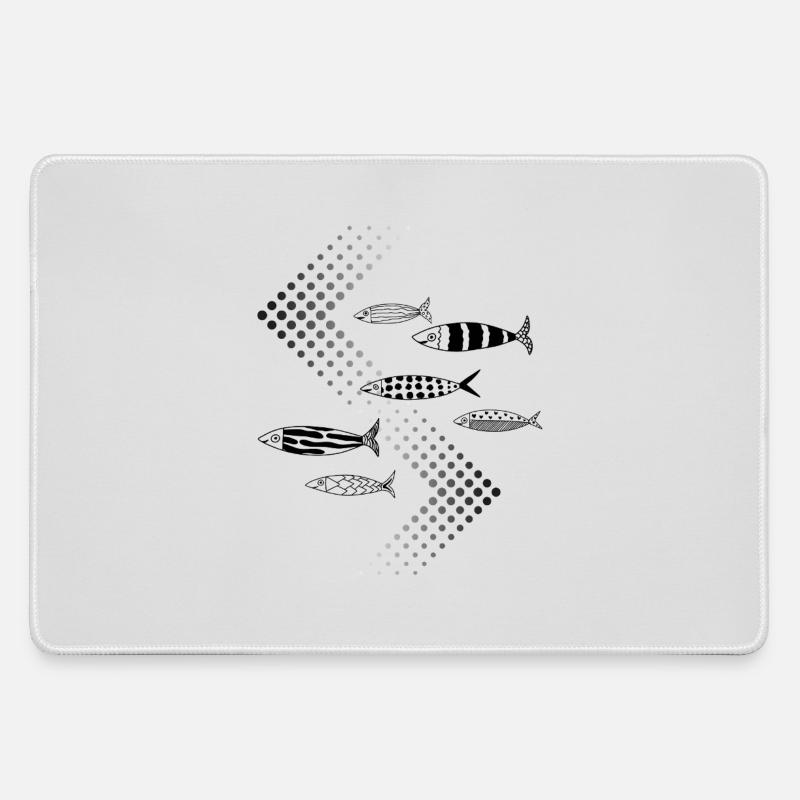 Fish traffic - Large Gaming Mouse Mat - grey