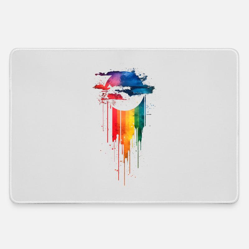 Subtil et cool Dripping Pride drapeau arc en ciel Design - Grand tapis de souris gamer - bruyère