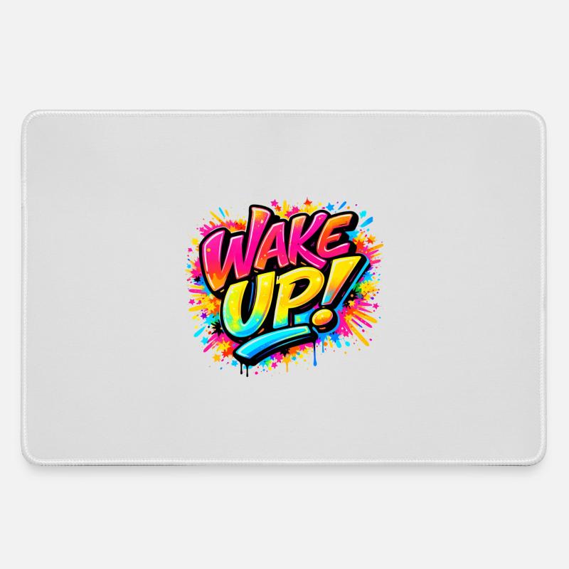 Wake_Up - Large Gaming Mouse Mat - grey