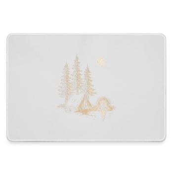 Nachtlager am Seewald mit Zelt - Mousepad groß für Gamer - Grau - Vorne