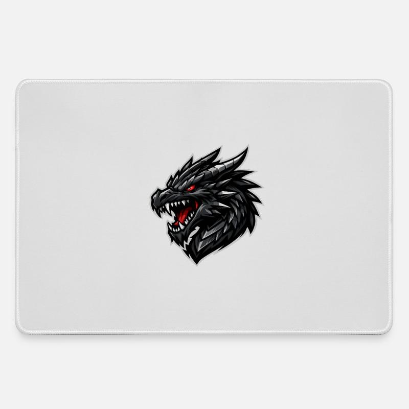 Dragon head with red eyes - Large Gaming Mouse Mat - grey