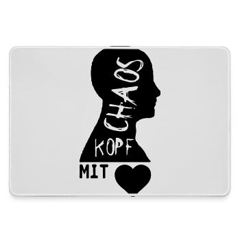 Chaoskopf mit Herz Geschenk - Mousepad groß für Gamer - Grau - Vorne