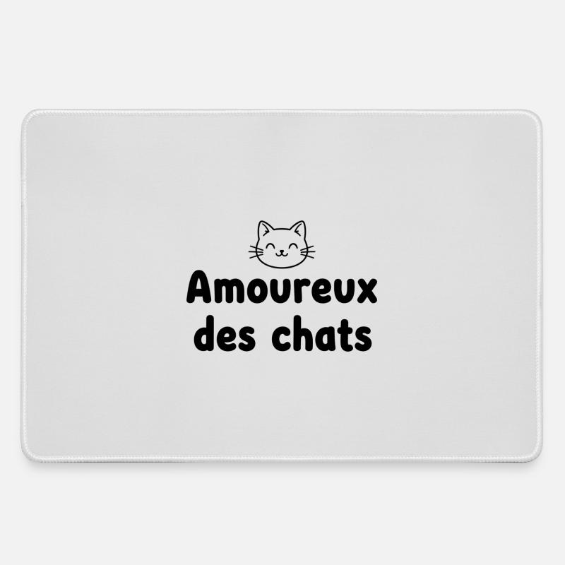 Cat Lover – Minimalist Rounded Text with - Large Gaming Mouse Mat - grey