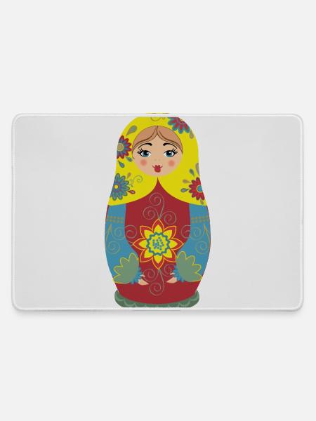 Matroschka mit Blumenmustern - Mousepad groß für Gamer - Grau