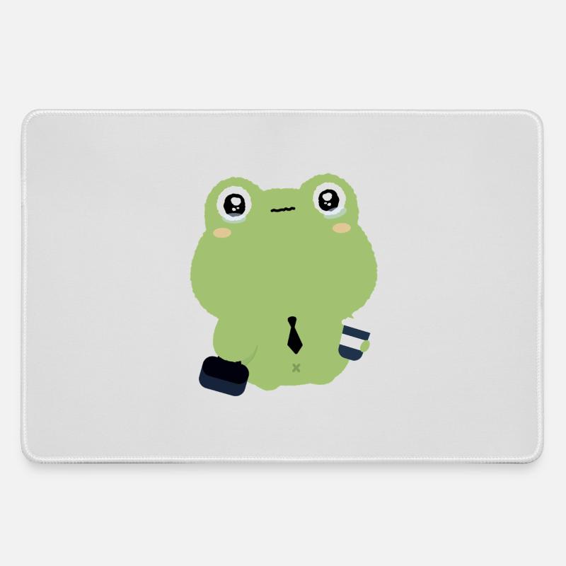 Tired Office Frog in Tie - Large Gaming Mouse Mat - grey