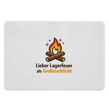 Lagerfeuer gegen Großstadtlicht - Mousepad groß für Gamer - Grau - Vorne