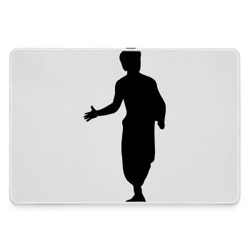 Bruce lee and action kung fu escrima shadow figure - Large Gaming Mouse Mat - grey - Front